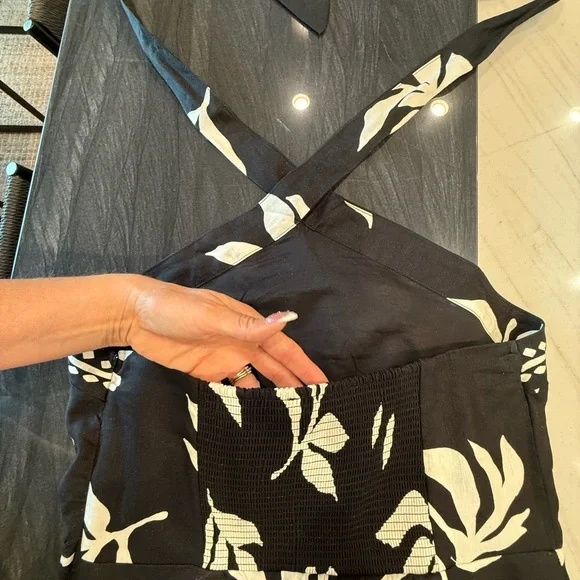 LOFT Black and White Floral Backless Dress - Picture 5 of 10